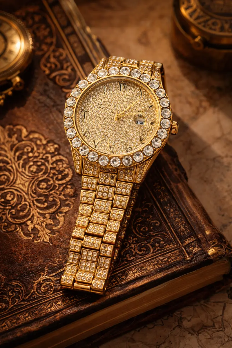 Khrist Golden Analog Stone Studded Watches for Women - Image 12 in Pune